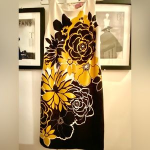 Black, yellow and white cotton fall dress, gently worn size 6.